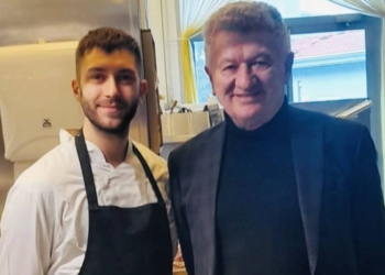 Alberto Leoni (Ristorante da Poppi) e il risotto scampi e fiori di zucca