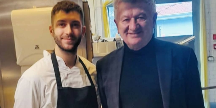 Alberto Leoni (Ristorante da Poppi) e il risotto scampi e fiori di zucca