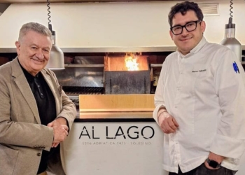 Marco Danelli (Al Lago) e le tagliatelle scampi, capesante e fiori di zucca