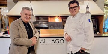 Marco Danelli (Al Lago) e le tagliatelle scampi, capesante e fiori di zucca