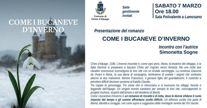Chies d’Alpago, 1336. Vola nel tempo il romanzo di Simonetta Sogne