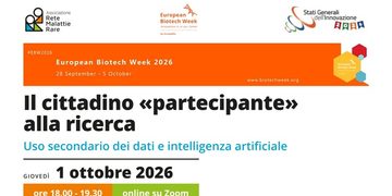 Biotech Week 2026, il webinar di Rmr Aps. Cittadini “partecipanti” alla ricerca. Tra uso dei dati e AI